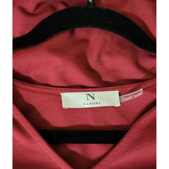 N. Natori Womens Tunic Top Colorblock Knit- Faux Leather Trim Long Sleeve S NWT - Picture 5 of 8